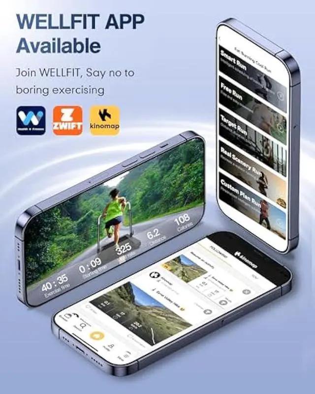 Alt view image 4 of 5 - 10% Incline Under Desk Walking Pad, 2.5HP Low Noise Treadmill for Home Office Apartment, 3 in 1 Lightweight Running Machine for Small Space, Works with Apps & Mute Remote Control, No Installation