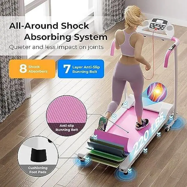 Alt view image 6 of 6 - GYMAX Foldable Treadmill, Freestanding Easy Assembly Folding Treadmill with 12 Preset Programs, LCD Monitor, Built-in Wheels & Pulse Sensor, Portable Compact Running Machine for Small Space