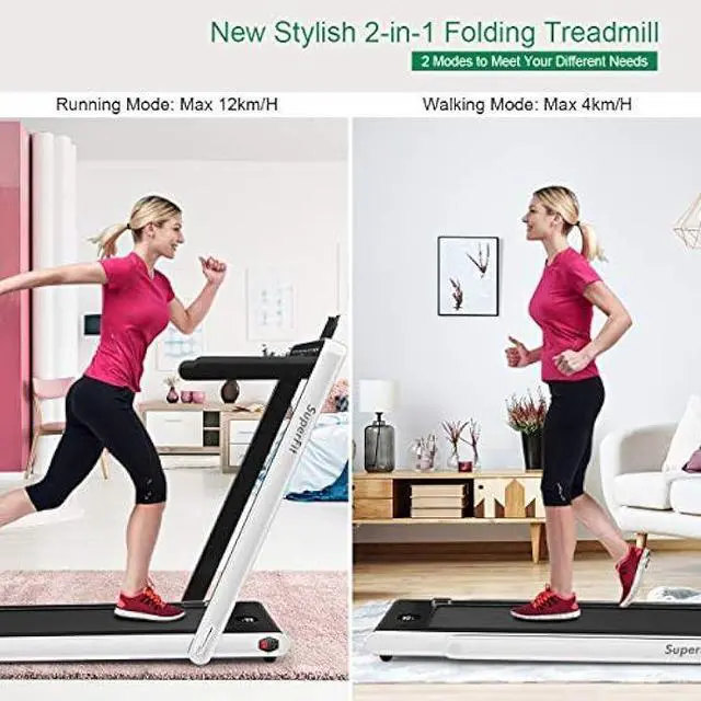 Alt view image 2 of 5 - GYMAX Walking Pad, 2.25HP Dual Display Foldable Treadmill for Home with Remote/Smart App Control, Portable Compact Treadmill for Office Under Desk, Folding Running Machine for Small Spaces