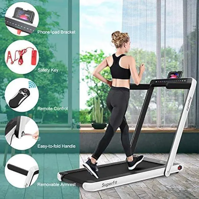 Alt view image 5 of 5 - GYMAX Walking Pad, 2.25HP Dual Display Foldable Treadmill for Home with Remote/Smart App Control, Portable Compact Treadmill for Office Under Desk, Folding Running Machine for Small Spaces