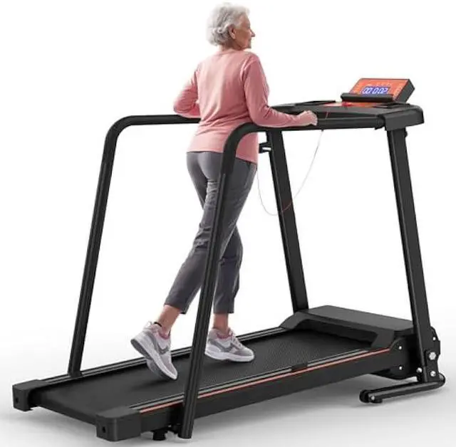 Main image of Walking Treadmill for Senior with Long Handrail Foldable Recovery Fitness Exercise Machine with Cup Holder LCD Display 300 lbs Weight Capacity for Home