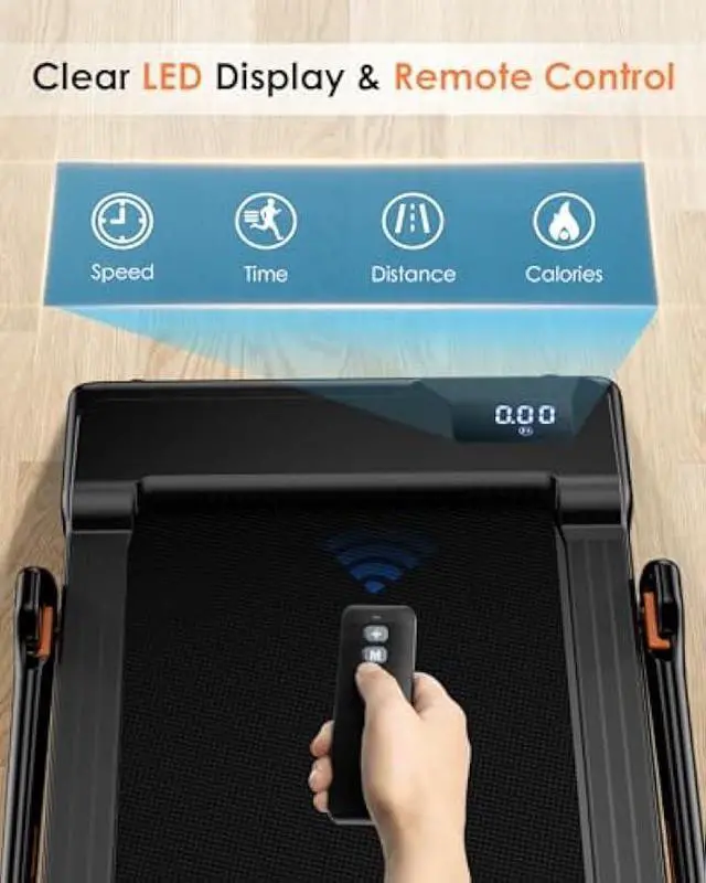 Alt view image 5 of 5 - Folding Walking Pad Treadmill with Handle, 42×16.5 Wide Belt & Super Anti-Shock, Ultra Quiet <45dB, Foldable Treadmill for Home Office, Safety Lock, 300 LB Capacity