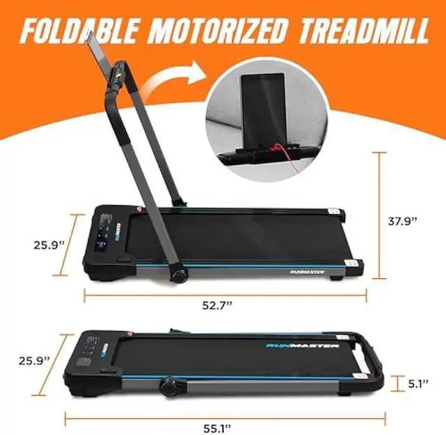 Alt view image 5 of 6 - Under Desk Treadmill for Home and Office - 320lbs Weight Capacity, Quiet, Efficient, Walking Pad, Four LED Display, Space-Saving Portable Jogging Machine with Remote Control
