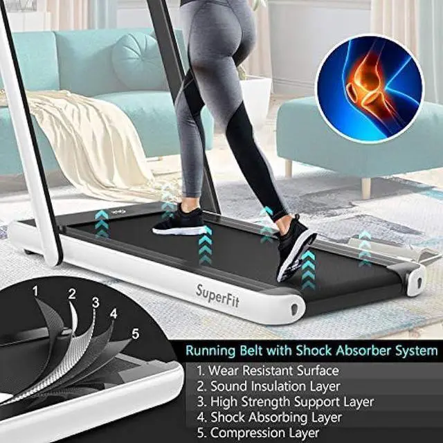 Alt view image 5 of 5 - Goplus 2 in 1 Folding Treadmill with Dual Display, 2.25HP Superfit Under Desk Electric Pad Treadmill, Installation-Free, Blue Tooth Speaker, APP Control, Remote Control, Walking Jogging for Home