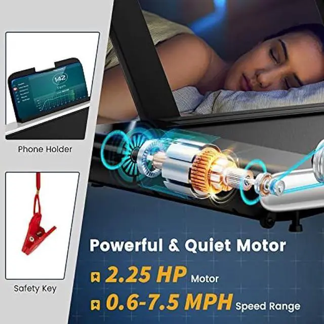 Alt view image 3 of 5 - GYMAX Walking Pad, 2 in 1 Free Installation Under Desk Treadmill with LED Monitor, Smart App/Remote Control & Bluetooth Speaker, Foldable Compact Running Machine for Home Office Small Spaces