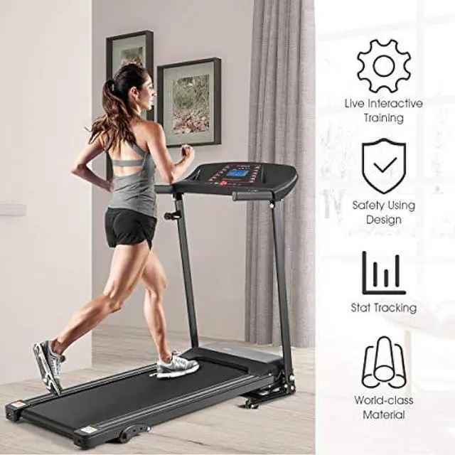 Alt view image 2 of 7 - Giantex 1.5HP Electric Folding Treadmill w/Adjustable Incline, Jogging Running Machine w/ 12 Pre-Set Programs, LCD Display and Heart Rate Sensor, Portable Treadmill w/Low Noise for Home and Office