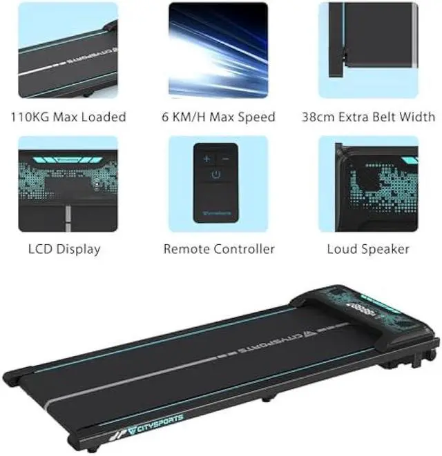 Alt view image 5 of 6 - Treadmill Under Desk, Walking Pad Treadmill, Treadmill Ultra Slim & Portable for Home