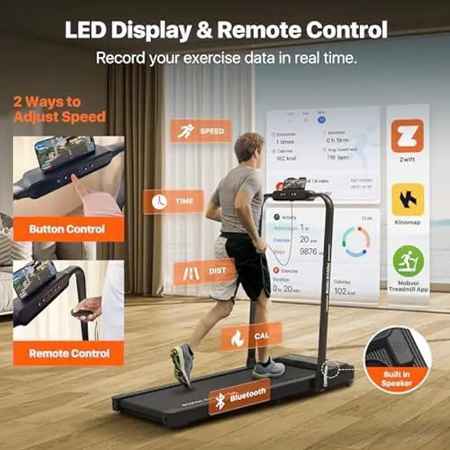Alt view image 3 of 5 - Mobvoi Home Treadmill Walking Pad/SE/Plus 3 in 1 Folding Treadmill Walking Pad 2.5 HP Compact Running Walking Machine with Remote Control for Home Office 265 LBS 7.6 MPH