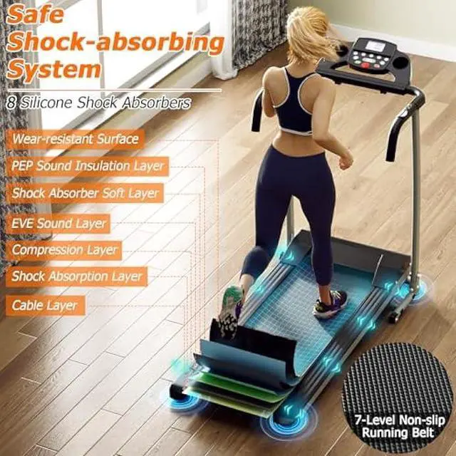 Alt view image 3 of 5 - Goplus Foldable Treadmills for Home, Freestanding Folding Treadmill with 12 Preset Programs, Adjustable LCD Display, Pulse Sensors, Portable Compact Treadmill for Walking and Jogging