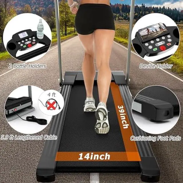 Alt view image 5 of 5 - Goplus Foldable Treadmills for Home, Freestanding Folding Treadmill with 12 Preset Programs, Adjustable LCD Display, Pulse Sensors, Portable Compact Treadmill for Walking and Jogging