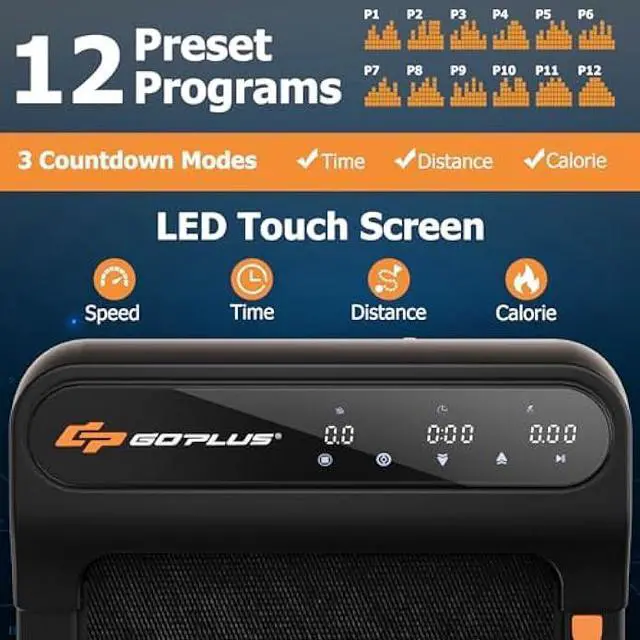 Alt view image 3 of 6 - Goplus Walking Pad, Under Desk Treadmill for Home and Office, Walking Pad Treadmill Under Desk with 265 lbs Capacity, 12 Preset Programs, Watch-Like Remote Control, LED Touch Screen, Installation-Free
