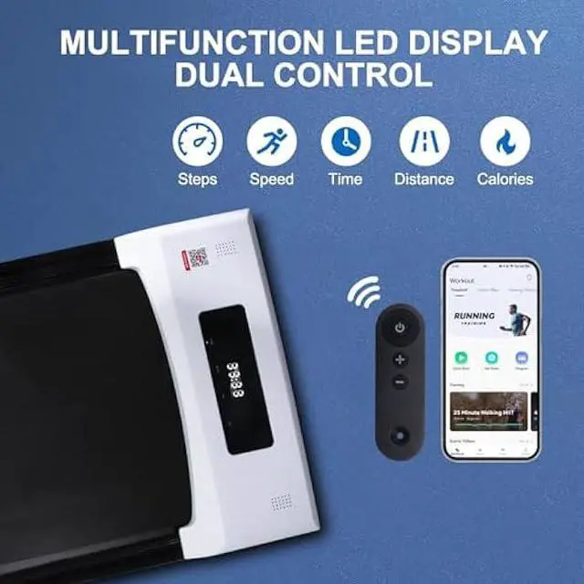 Alt view image 5 of 5 - Walking Pad Treadmill with 5% Incline Under Desk Treadmill, Portable Mini Walking Treadmills for Home/Office, Installation Free Works W/FITSHOW Apps & Remote Control, 2.5 HP, 300LB Capacity