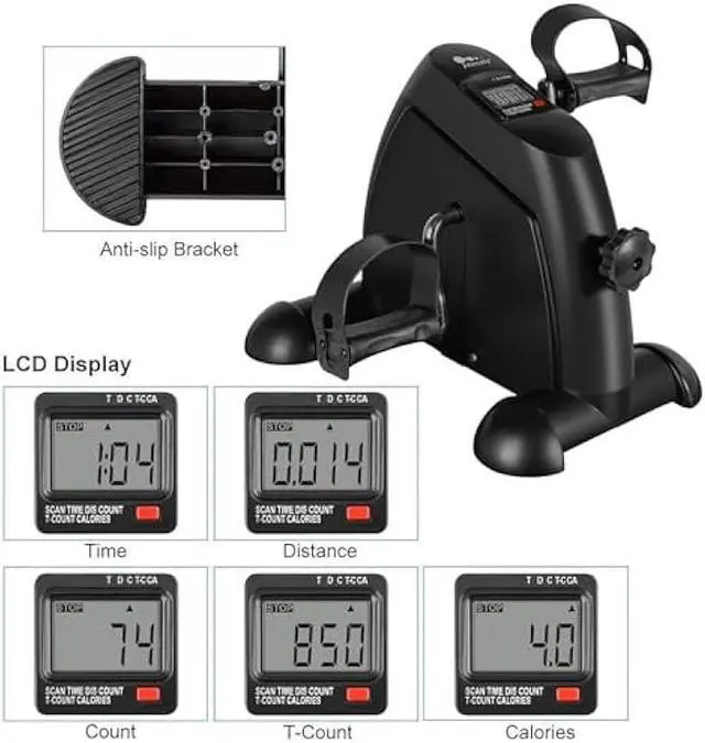 Alt view image 2 of 5 - Mini Exercise Bike, himaly Under Desk Bike Pedal Exerciser Portable Foot Cycle Arm & Leg Peddler Machine with LCD Screen Displays
