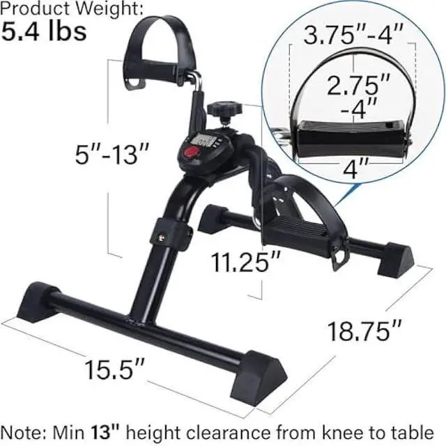 Alt view image 5 of 5 - Vaunn Desk Bike Pedal Exerciser with Electronic Display for Indoor Physical Therapy