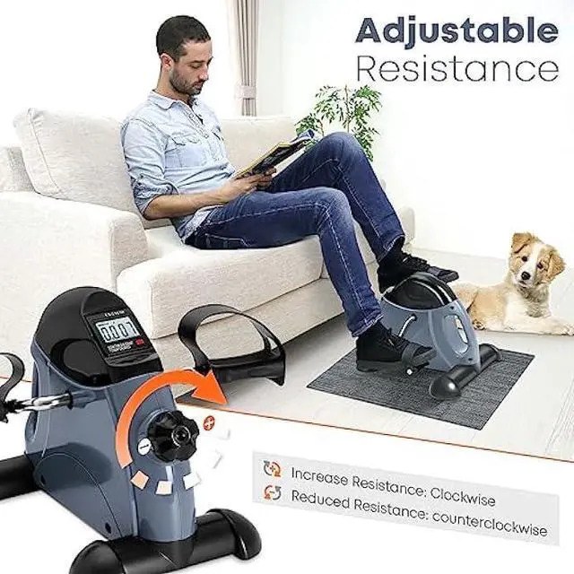 Alt view image 3 of 5 - Mini Exercise Bike, AGM Under Desk Bike Pedal Exerciser Foot Cycle Arm & Leg Pedal Exerciser with LCD Screen Displays