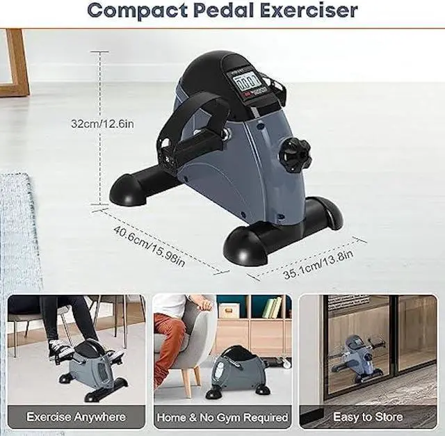 Alt view image 5 of 5 - Mini Exercise Bike, AGM Under Desk Bike Pedal Exerciser Foot Cycle Arm & Leg Pedal Exerciser with LCD Screen Displays