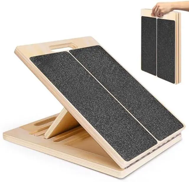 Main image of Portable Wooden Slant Board for Calf Stretching Squats Calf Stretcher Pilates Physical Therapy Equipment Adjustable Incline Board for Knees Ankle Heel Feet Leg