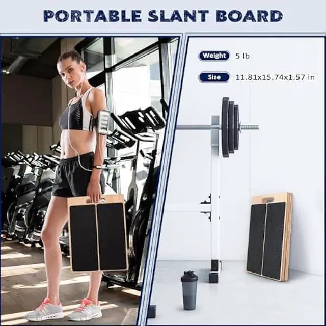 Alt view image 2 of 6 - Portable Wooden Slant Board for Calf Stretching Squats Calf Stretcher Pilates Physical Therapy Equipment Adjustable Incline Board for Knees Ankle Heel Feet Leg