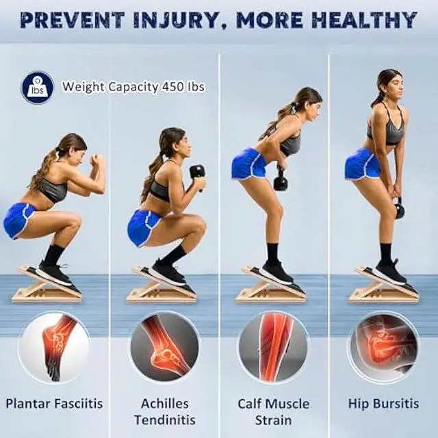 Alt view image 5 of 6 - Portable Wooden Slant Board for Calf Stretching Squats Calf Stretcher Pilates Physical Therapy Equipment Adjustable Incline Board for Knees Ankle Heel Feet Leg