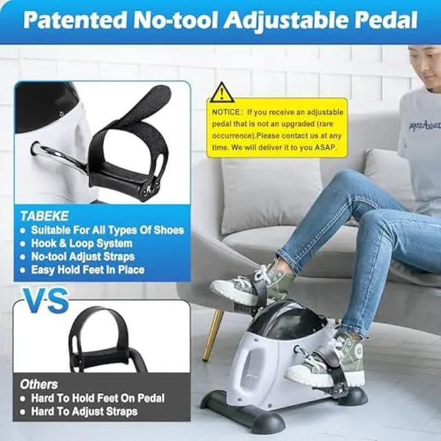 Alt view image 2 of 6 - Under Desk Bike Pedal Exerciser - TABEKE Mini Exercise Bike for Arm/Leg Exercise, Pedal Exerciser for Seniors with LCD Display (White)