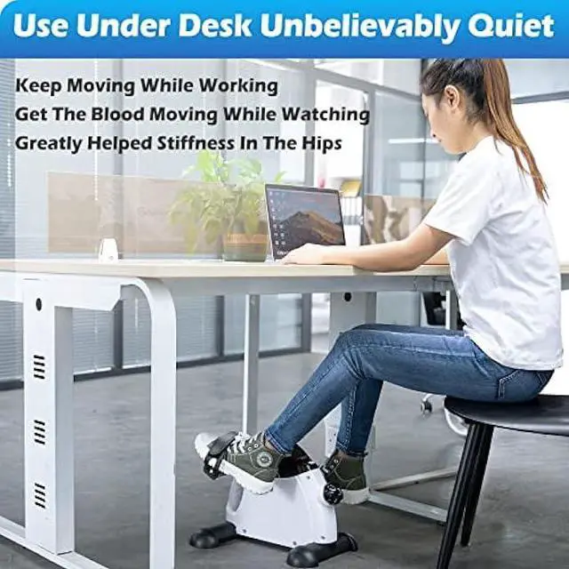 Alt view image 3 of 6 - Under Desk Bike Pedal Exerciser - TABEKE Mini Exercise Bike for Arm/Leg Exercise, Pedal Exerciser for Seniors with LCD Display (White)