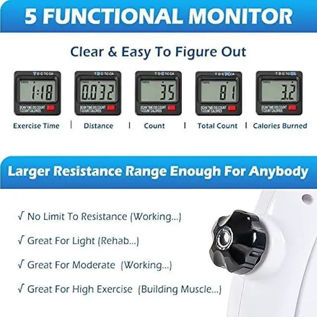 Alt view image 6 of 6 - Under Desk Bike Pedal Exerciser - TABEKE Mini Exercise Bike for Arm/Leg Exercise, Pedal Exerciser for Seniors with LCD Display (White)