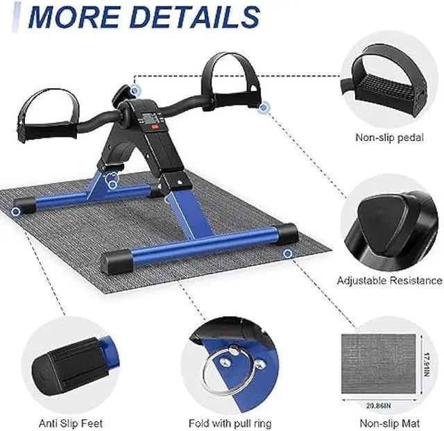 Alt view image 2 of 5 - Uten Folding Pedal Exerciser, Under Desk Bike Pedal Exerciser, Mini Under Desk Exercise Bike Foot Hand Cycle Portable, Arm and Leg Exercise Peddler Machine with LCD Monitor