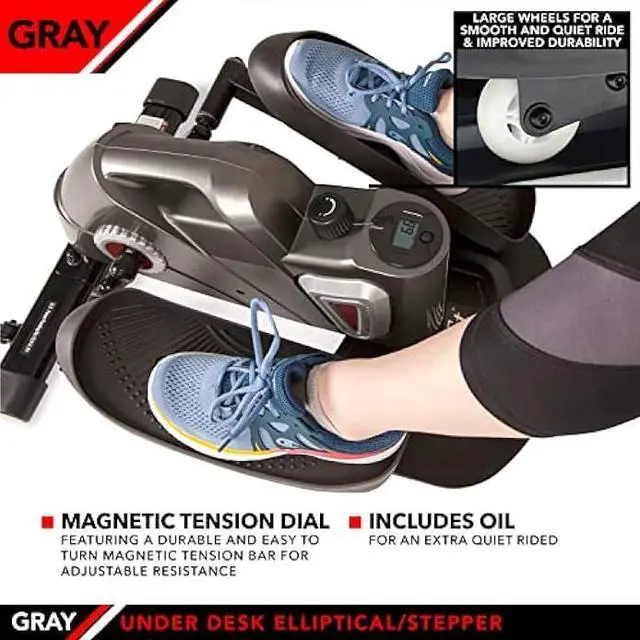 Alt view image 4 of 5 - JFIT Mini Elliptical  Under Desk & Standing Workout, Compact, Quiet, Adjustable Resistance, LCD Monitor for Progress Tracking