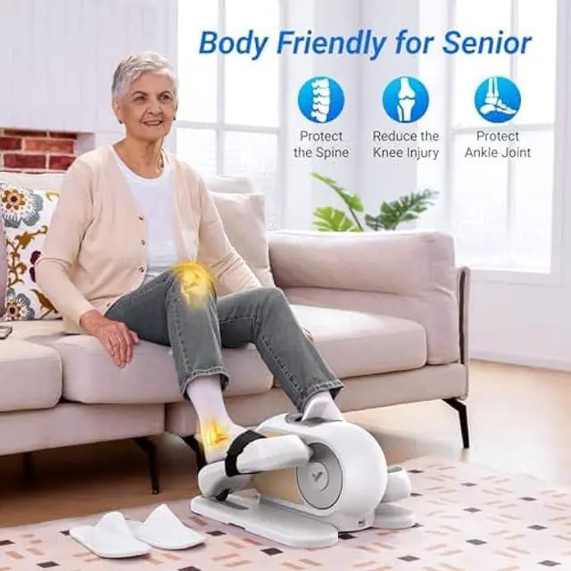 Alt view image 3 of 5 - MERACH Under Desk Elliptical, Ellipse Leg Exerciser Electric as Seen on TV for Seniors with Remote Control & 12 Adjustable Speeds, Quiet Portable Seated Pedal Exerciser Machine for Home