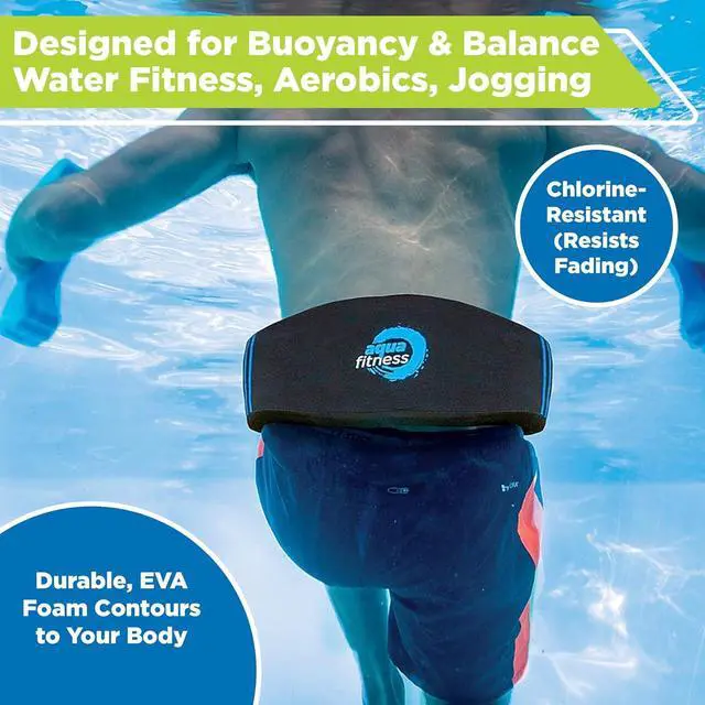 Alt view image 5 of 6 - New Aqua Water Fitness Deluxe Flotation Belt  Adult Aquatic Swim Belt for Water Aerobics and Other Pool Exercise  Black/Blue