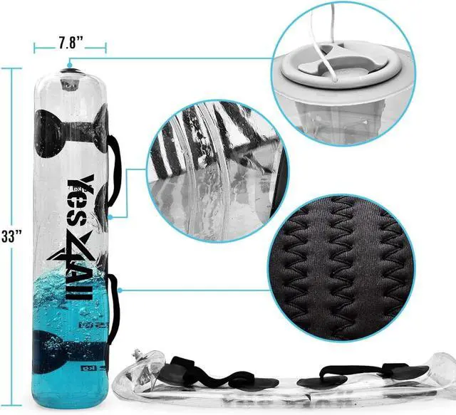 Alt view image 2 of 7 - Yes4All Large Aqua Bags for Workout 45-80lbs - Ultimate Core Water Weights Aqua Bag - Portable Stability Fitness - Perfect Agility, Durability for Indoors and Outdoors - Clear & Dark Blue