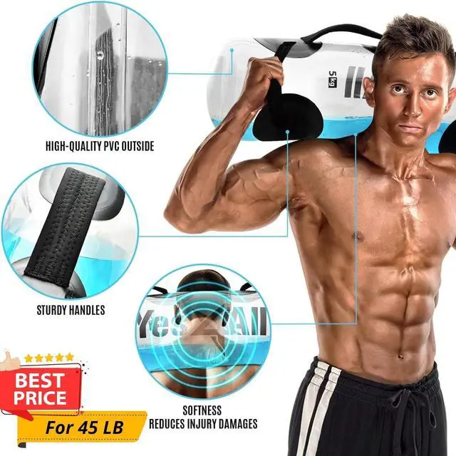 Alt view image 3 of 7 - Yes4All Large Aqua Bags for Workout 45-80lbs - Ultimate Core Water Weights Aqua Bag - Portable Stability Fitness - Perfect Agility, Durability for Indoors and Outdoors - Clear & Dark Blue