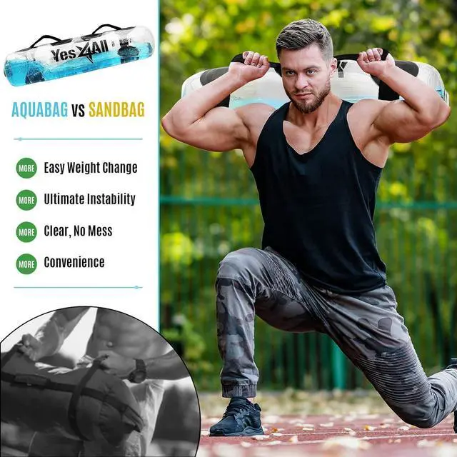 Alt view image 6 of 7 - Yes4All Large Aqua Bags for Workout 45-80lbs - Ultimate Core Water Weights Aqua Bag - Portable Stability Fitness - Perfect Agility, Durability for Indoors and Outdoors - Clear & Dark Blue