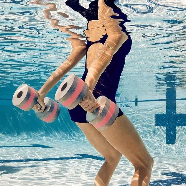 Alt view image 6 of 7 - Aquatic Dumbells, 2PCS Water Aerobic Exercise Foam Dumbbell Pool Resistance,Water Aqua Fitness Barbells Hand Bar Exercises Equipment for Weight Loss