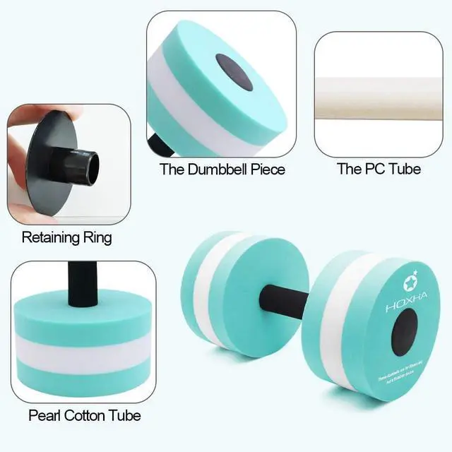 Alt view image 3 of 6 - Aquatic Exercise Dumbell Set of 2 - Water Aerobic Exercise Foam Dumbbells Pool Resistance Fitness Equipment for Weight Loss