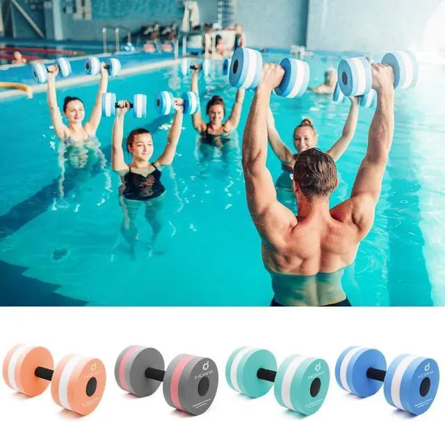 Alt view image 6 of 6 - Aquatic Exercise Dumbell Set of 2 - Water Aerobic Exercise Foam Dumbbells Pool Resistance Fitness Equipment for Weight Loss