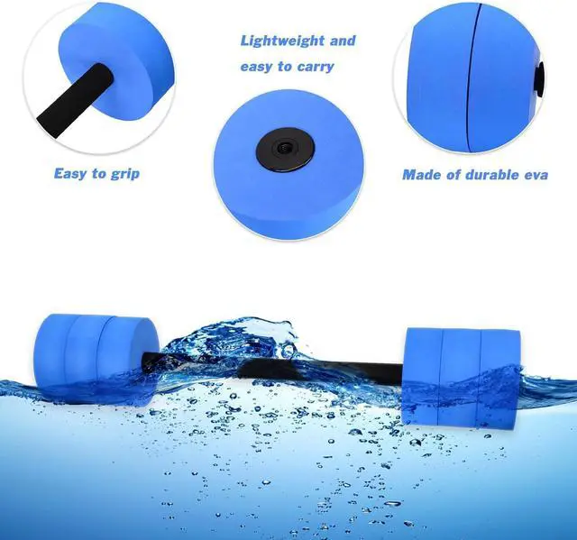 Alt view image 4 of 7 - Hikeen Aquatic Exercise Dumbbells Water Dumbbell Pool Resistance Aquatic Fitness Barbells with 4 High-Density EVA Foam Pool Weights Dumbbells, for Water Aerobics Weight Loss