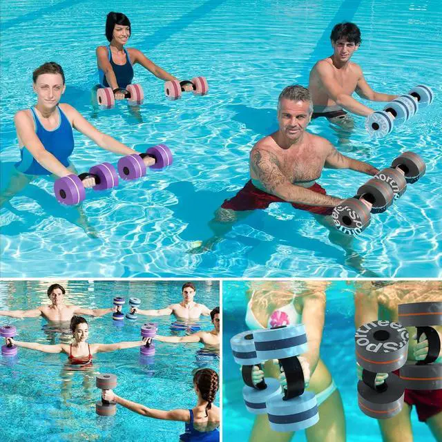 Alt view image 6 of 7 - Sportneer Water Weights Aquatic Exercise Dumbbells Water Dumbbell Aerobics Workouts Set of 2 EVA Foam Pool Weights Dumbbells Set Aqua Fitness Barbells Equipment for Water Aerobics Weight Loss