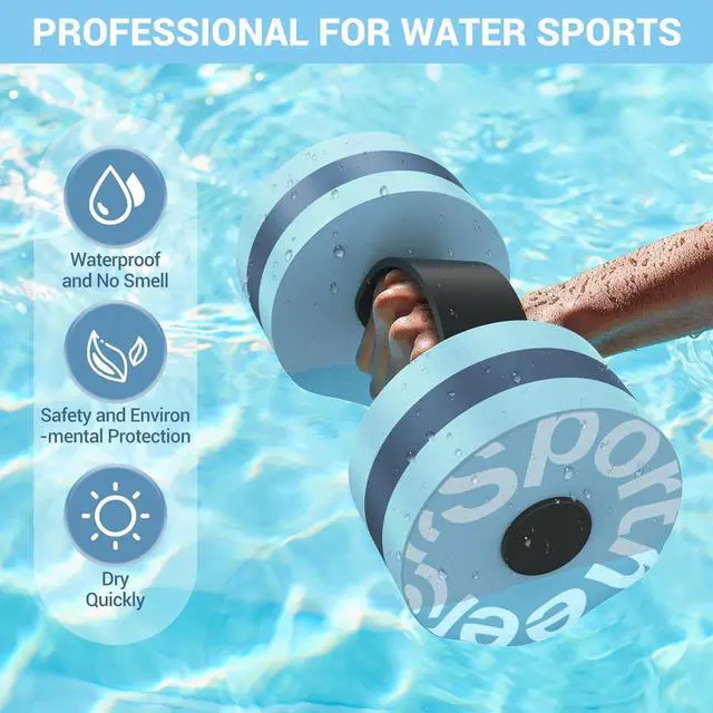 Alt view image 2 of 7 - Sportneer Water Weights Aquatic Exercise Dumbbells Water Dumbbell Aerobics Workouts Set of 2 EVA Foam Pool Weights Dumbbells Set Aqua Fitness Barbells Equipment for Water Aerobics Weight Loss