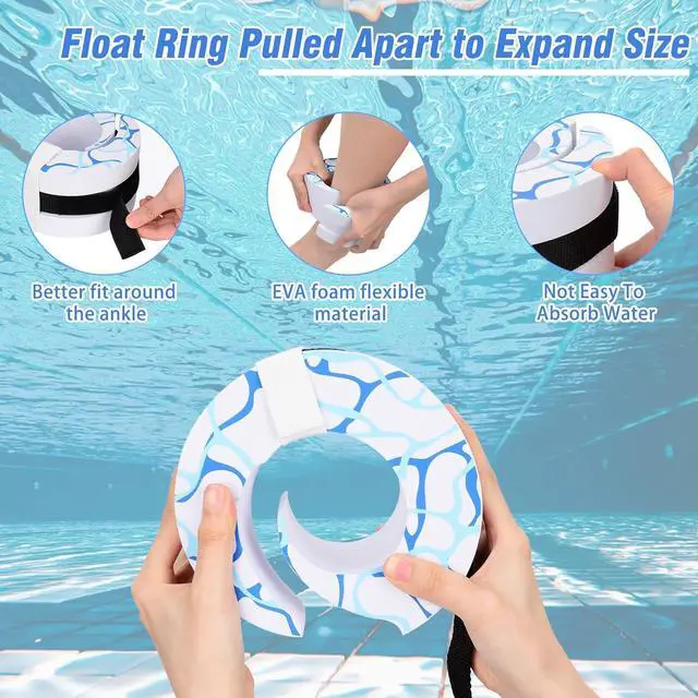 Alt view image 2 of 7 - Hikeen Swim Aquatic Cuffs,High-Density EVA Water Aerobics Float Ring Fitness Pool Exercise Weights Set, Water Ankles Arms Belts with Adjustable Float for Swim Fitness Training