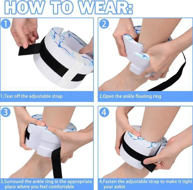 Alt view image 5 of 7 - Hikeen Swim Aquatic Cuffs,High-Density EVA Water Aerobics Float Ring Fitness Pool Exercise Weights Set, Water Ankles Arms Belts with Adjustable Float for Swim Fitness Training