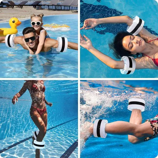 Alt view image 6 of 7 - Hikeen Swim Aquatic Cuffs,High-Density EVA Water Aerobics Float Ring Fitness Pool Exercise Weights Set, Water Ankles Arms Belts with Adjustable Float for Swim Fitness Training