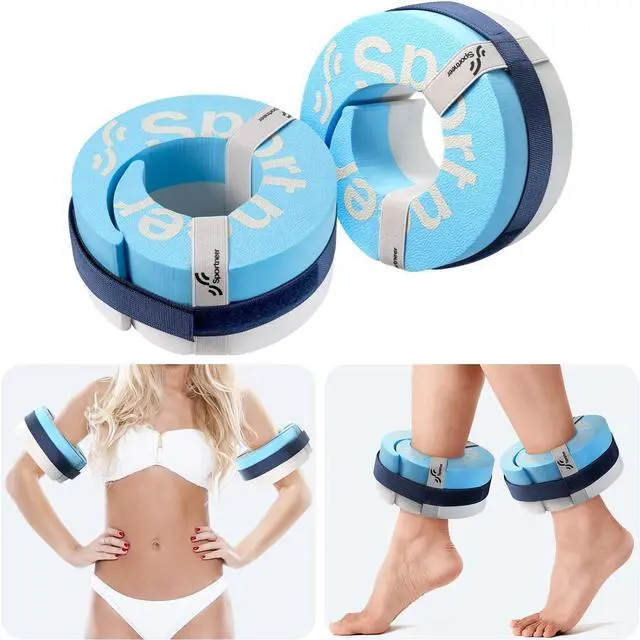 Main image of Foam Aquatic Cuffs Exercise Equipment: Sportneer Water Aerobics Float Ring with Adjustable Webbing Pool Exercise Workout Set Water Ankle Ring