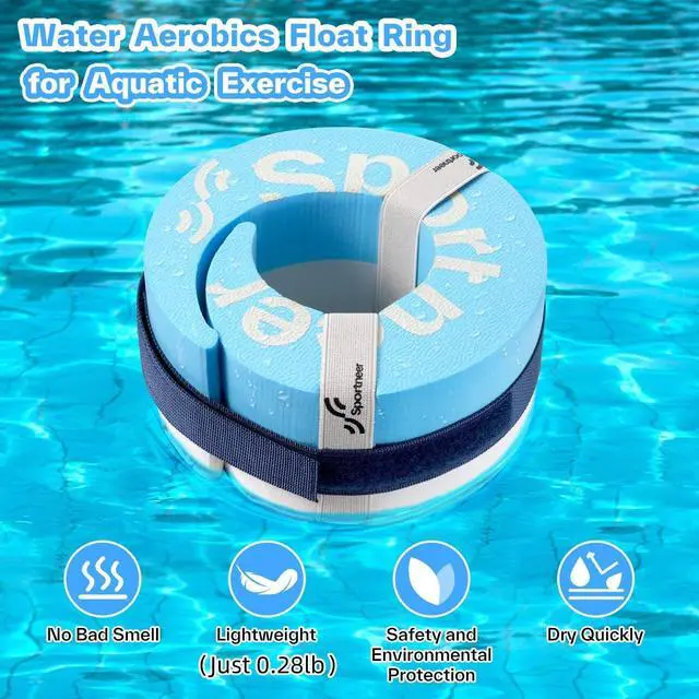 Alt view image 2 of 7 - Foam Aquatic Cuffs Exercise Equipment: Sportneer Water Aerobics Float Ring with Adjustable Webbing Pool Exercise Workout Set Water Ankle Ring