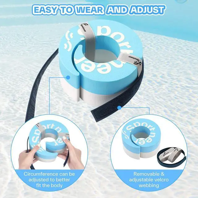 Alt view image 3 of 7 - Foam Aquatic Cuffs Exercise Equipment: Sportneer Water Aerobics Float Ring with Adjustable Webbing Pool Exercise Workout Set Water Ankle Ring
