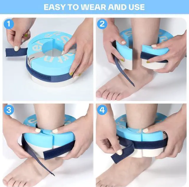 Alt view image 6 of 7 - Foam Aquatic Cuffs Exercise Equipment: Sportneer Water Aerobics Float Ring with Adjustable Webbing Pool Exercise Workout Set Water Ankle Ring