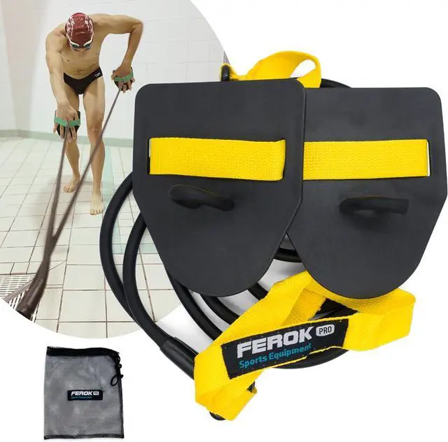 Main image of Swimming Resistance Band Set with Paddles  The Ultimate Swim Training Equipment for Dryland Workout - Resistance Bands & Cords for Swimming - Including Exercise - Light Yellow