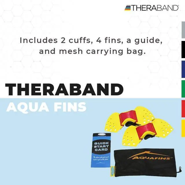 Alt view image 2 of 7 - THERABAND Aquafins Aquatic Exercise Kit For Water Resistance Training for Upper/Lower Body, Pool Physical Therapy, Water Aerobics Equipment, 2 Fins, Mesh Bag, and Quick Start Exercise Instructions