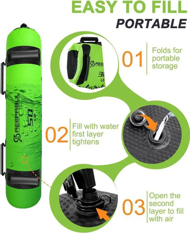 Alt view image 3 of 7 - Aqua Bags for Workout 5-45lbs - Ultimate Core Water Weights Aqua Bag - Portable Stability Fitness -Stability, Core and Balance Training - Portable Fitness Equipment - Includes Three Bags