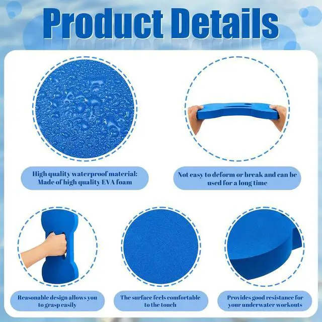Alt view image 4 of 7 - Lewtemi 2 Packs Water Exercise Discs Hand Held Water Weight Exercise Equipment Pool Exercise Equipment for Adults Water Aerobics Resistance Training, Blue